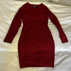 Wine red Bebe bodycon midi dress